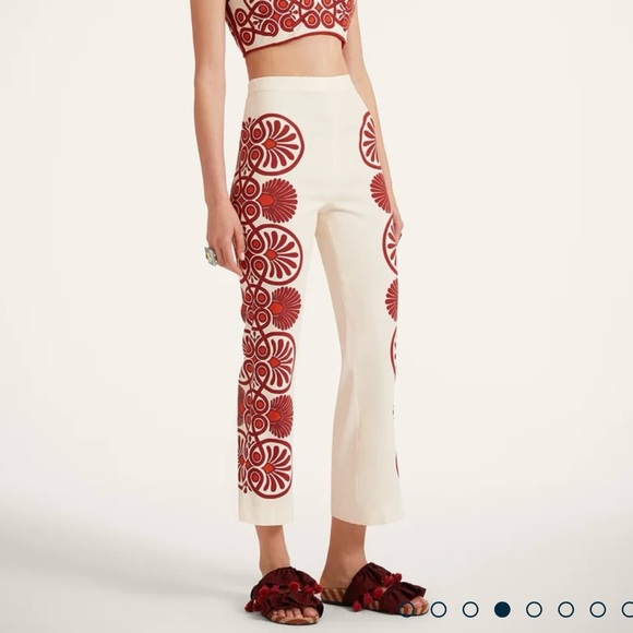 La DoubleJ Medallion Placée Stretch Pants Cream Envers Satin Sz L NWT - Picture 3 of 12